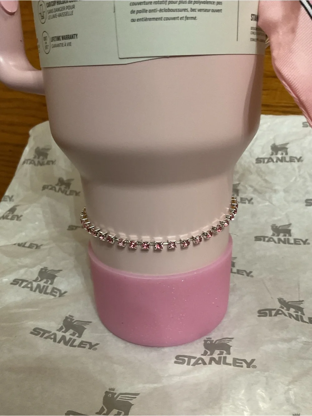 Stanley Pink Kids Quench Tumbler with Bow Charm and Braided Strap